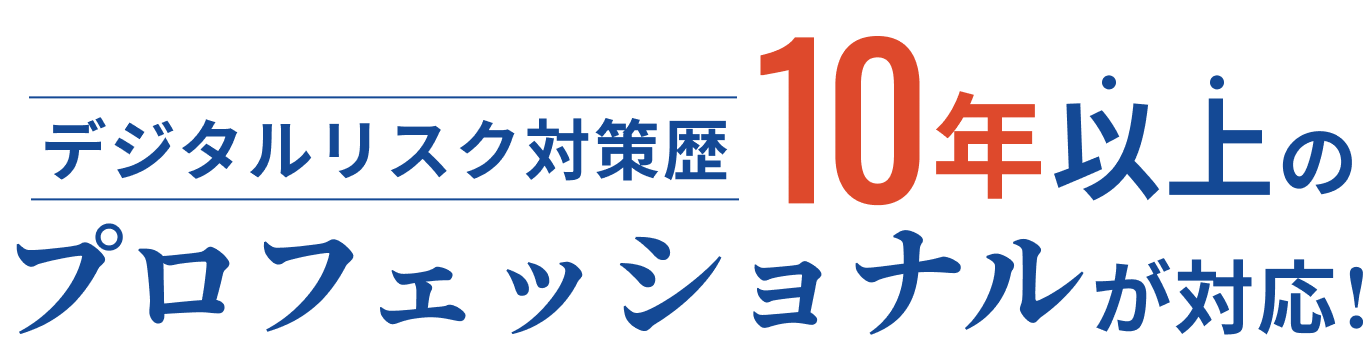 デジタルリスク対策歴10年以上のプロフェッショナルが対応