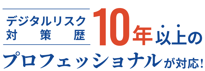 デジタルリスク対策歴10年以上のプロフェッショナルが対応